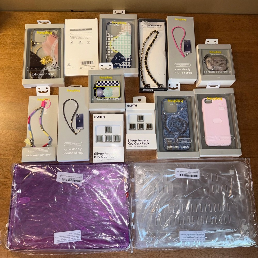 Heyday North Tech Accessory Lot iPhone Cases Lanyards Key Caps Laptop Shells